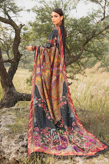 NF-713  3Piece Unstitched Embroidered DHANAK